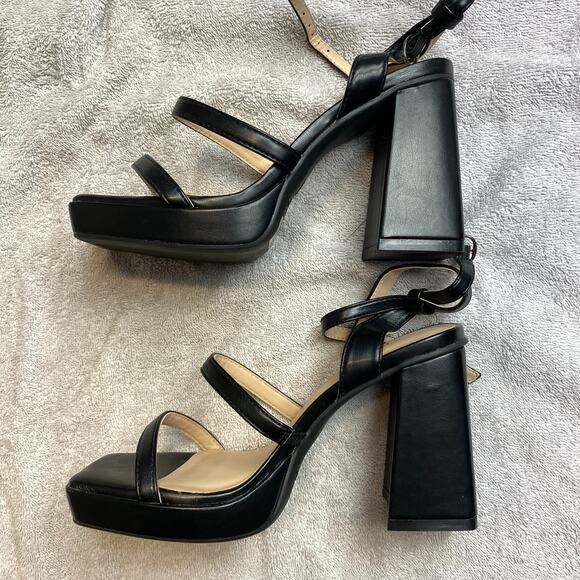 Dream Pairs Strappy Sandals Womens 6 Black Platform Block Heel Partycore - Picture 4 of 9